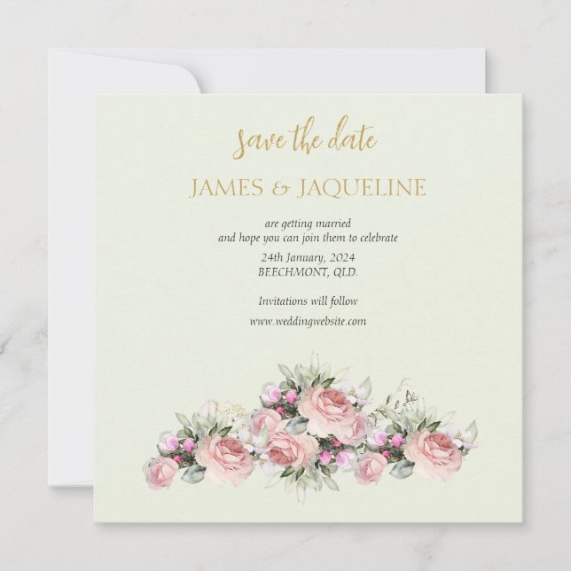 Reserve A Data Personalizar bouquet de rosas Save the Date (Frente)