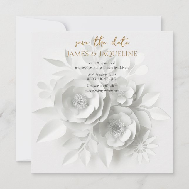 Reserve A Data Personalizar Casamento Salvar a Data Lotus dourado (Frente)