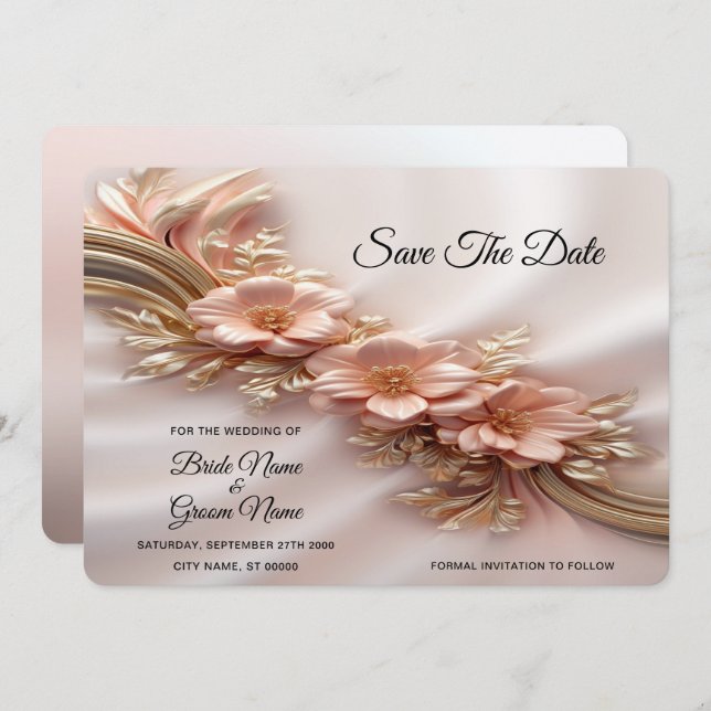 Reserve A Data Pêssego Laranja Elegante Salvar A Data (Frente/Verso)