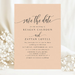 Reserve A Data Pêssego Suave Caligrafia Elegante Save The Date