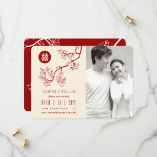 Reserve A Data Pêssego Vermelho Brilha Foto de Felicidade Dupla C