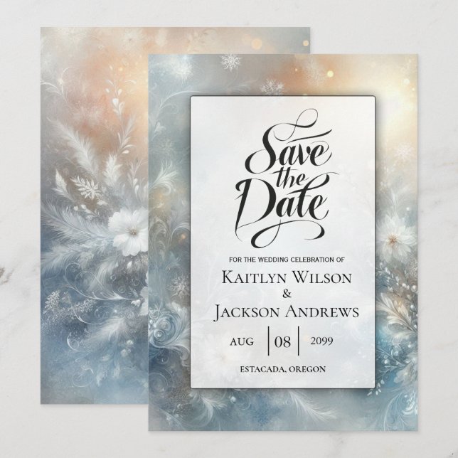 Reserve A Data Pétalas congeladas num Ouro Casamento de Névoa de  (Frente/Verso)