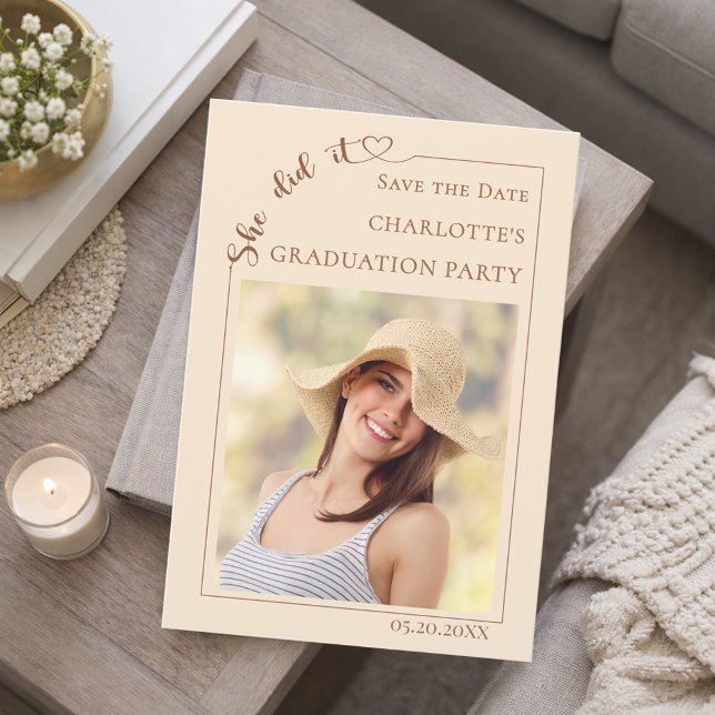 Reserve A Data Photo Champagne Graduation party Save the Date (Criador carregado)