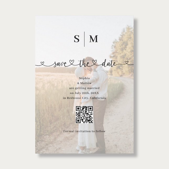 Reserve A Data Photo Heart Script QR Code Wedding (Criador carregado)