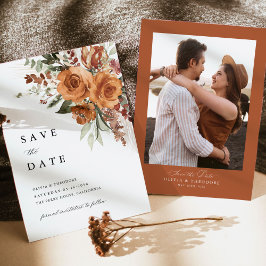 Reserve A Data Photo Terracotta Boho Rose Floral Wedding