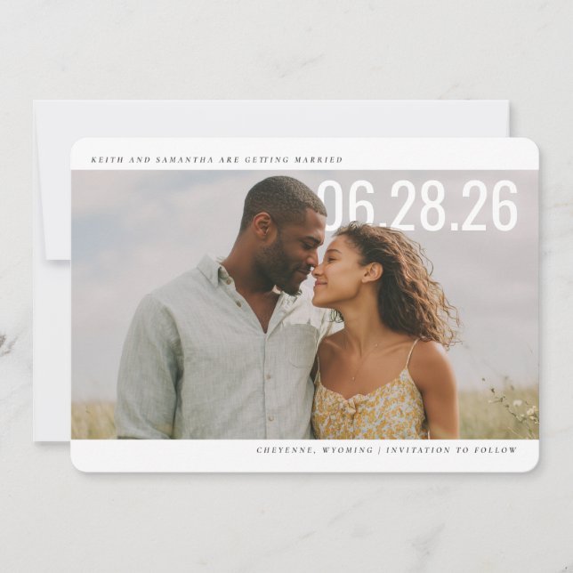 Reserve A Data PhotoPop Salve o Dia Design Limpo (Frente)