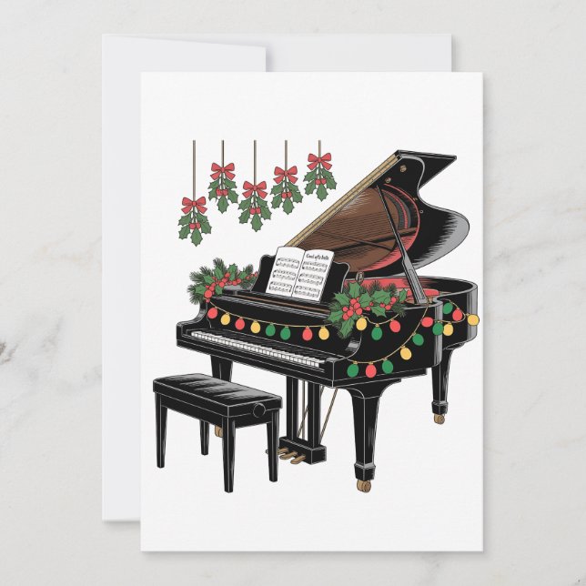 Reserve A Data Pianista Iluminação de Natal Papai Noel Tocando  (Frente)