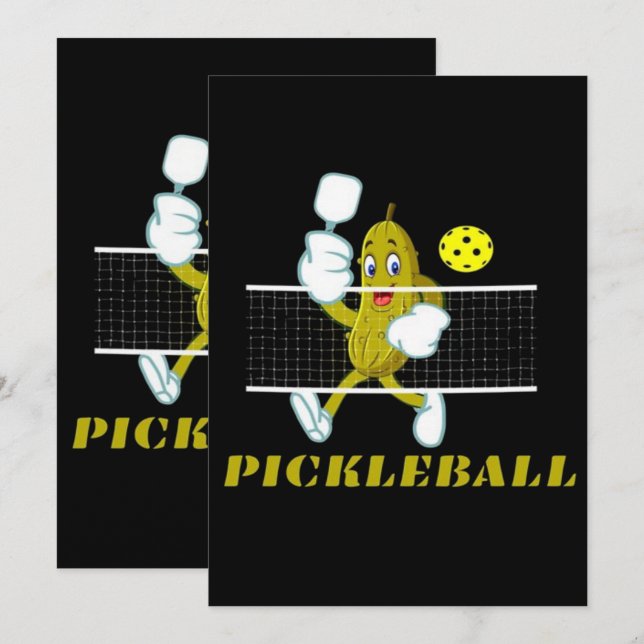 Reserve A Data Picles Engraçado Jogando Pickleball (Frente/Verso)
