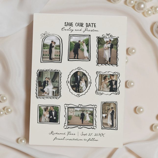 Reserve A Data Picture Frames Hand Drawn Save The Date Card (Criador carregado)