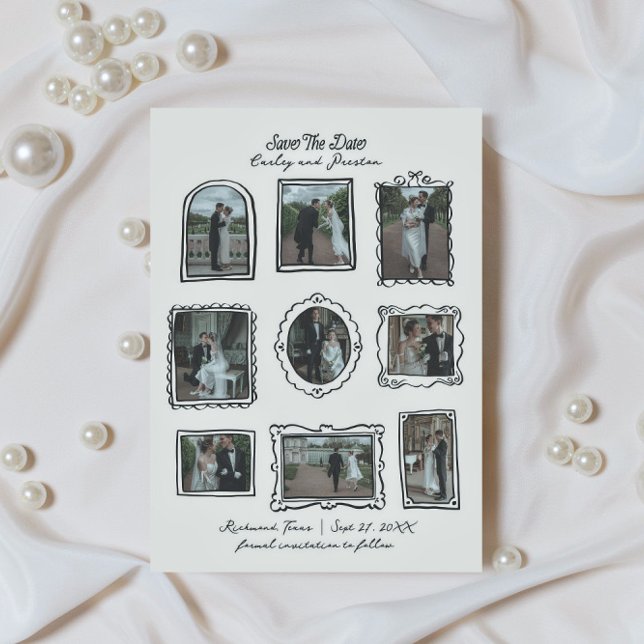 Reserve A Data Picture Frames Hand Drawn Save The Date Card (Criador carregado)