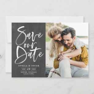 Reserve A Data Pincel Caligrafia Foto Quadro Preto Aquarela