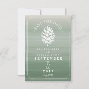 Reserve A Data Pinecone Green Watercolor Casamento Salva A Data
