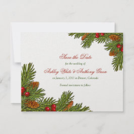 Reserve A Data Pines Boughs Casamento no inverno Xmas Salve a Dat