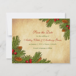 Reserve A Data Pines Boughs Holiday Casamento no inverno Salve a