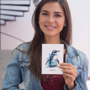 Reserve A Data Pinguim Aquarela Ártico Azure, personalizado