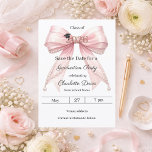 Reserve A Data Pink bow pearls elegant girl Graduation party<br><div class="desc">Announce your milestone with this Coquette Graduation Save the Date. The design features a lush pink bow embellished with delicate pearl strands and a classic mortarboard icon. Perfect for the stylish senior girl looking to share her portrait with family and friends.</div>