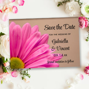 Reserve A Data Pink Daisy em Tan Casamento Salve a Data