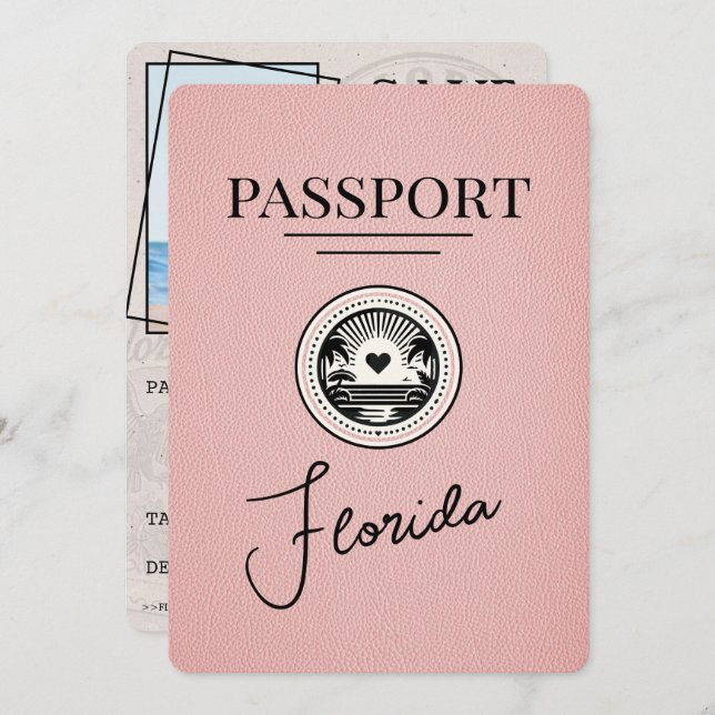 Reserve A Data Pink Florida Passport Salvar a Data (Frente/Verso)