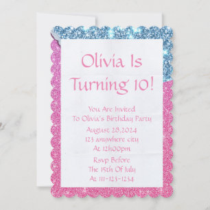 RESERVE A DATA PINK GLITTER GIRL NIRTHDAY
