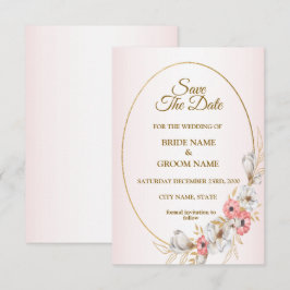 Reserve A Data Pink Golden Floral Geometric Peach Wedding
