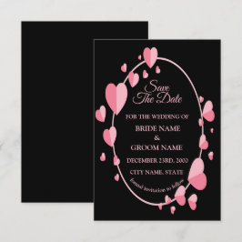 Reserve A Data Pink Heart Pattern Black Geometric Elegant Wedding