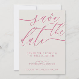 Reserve A Data Pink Pastel Tone Script Photo Calligraphy Wedding