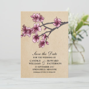Reserve A Data Pink Vintage Cherry Blossoms Salve a data Convide