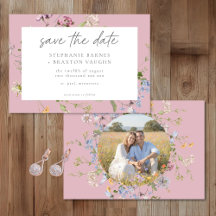 Pink Wildflower Garden Elegant Photo Wedding