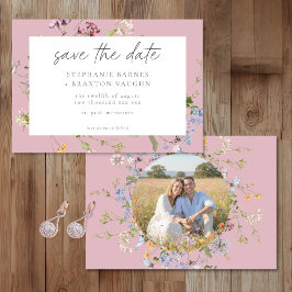 Reserve A Data Pink Wildflower Garden Elegant Photo Wedding