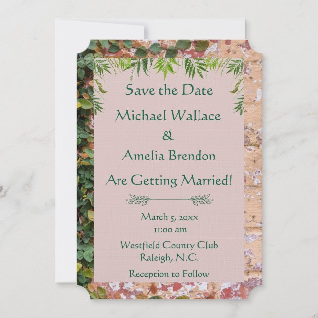 Reserve A Data Pintados Bricks Green Ivy Wedding Salvar a Data (Frente)