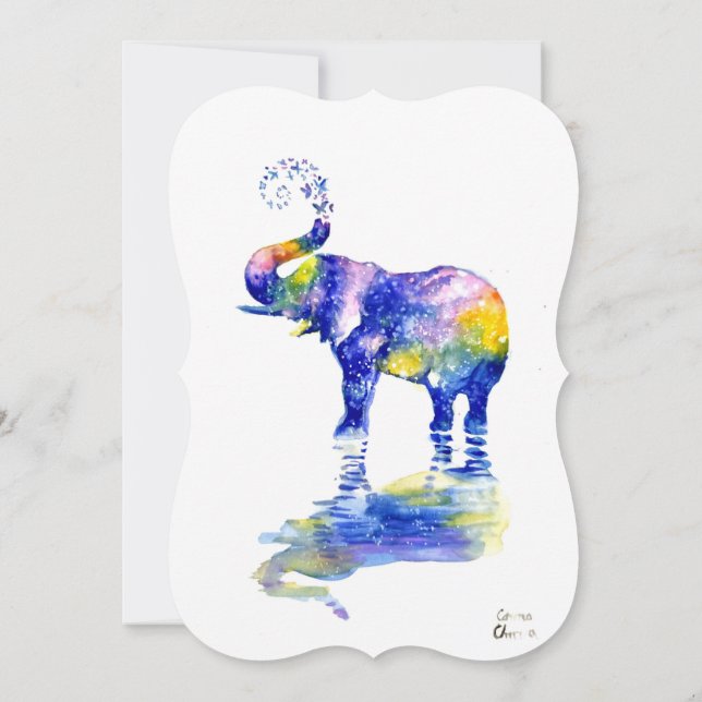 Reserve A Data Pintura aquosa elefante feliz (Verso)