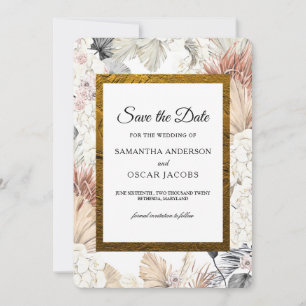 Reserve A Data Pintura em Aquarela Floral Orquídea Moldura Dourad