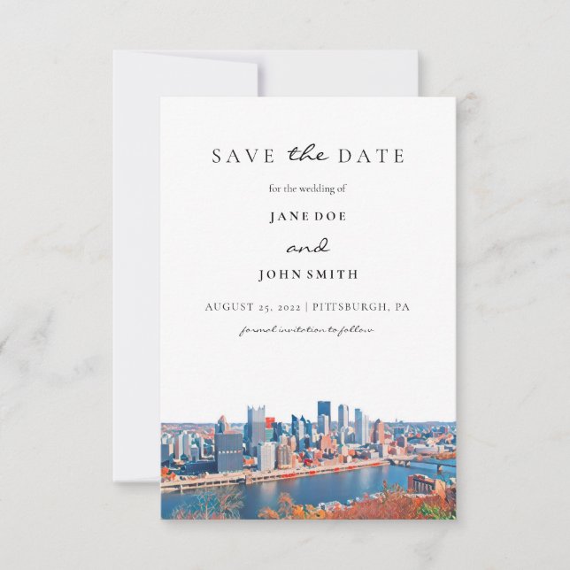 Reserve A Data Pittsburgh Skyline Flat Salve A Placa Date (Frente)
