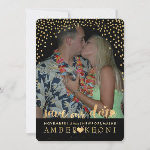 Reserve A Data PixDezines Faux Dourado Confetti/Heart/Save Date