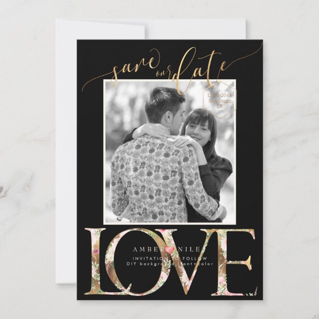 Reserve A Data PixDezines Salvar Data/Amor Botânico (Frente)