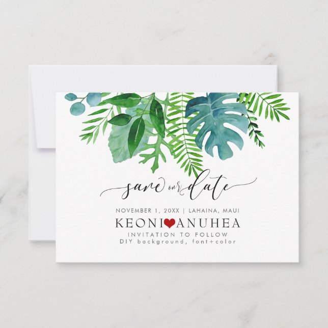 Reserve A Data PixDezines Salvar Data/Folhagem Tropical (Frente)