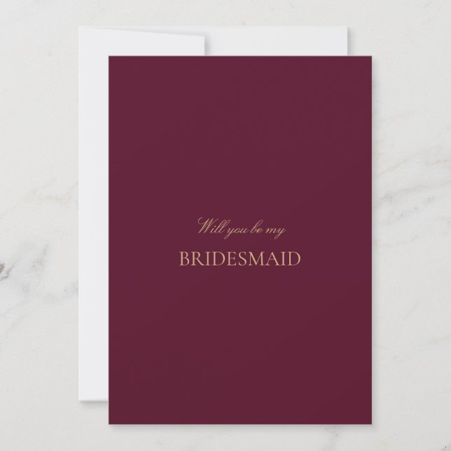 Reserve A Data Placa de Proposta Dourada Burgundy Bridesmaid (Frente)