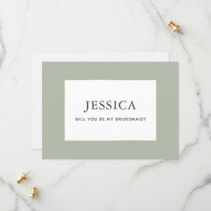Reserve A Data Placa Dourada de Bridesmaid Verde Elegante