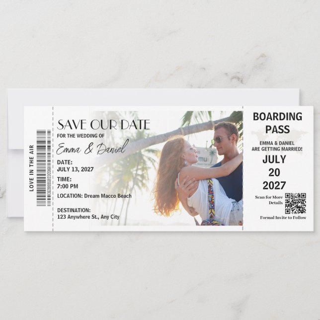 Reserve A Data Plano de Casamento Salve a Data de Destino (Frente)