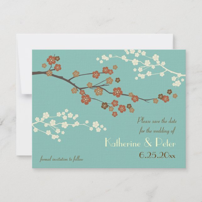 Reserve A Data Plum Blossom Personalizado Guarde A Data Do Convit (Frente)