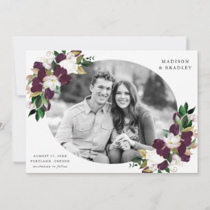 Reserve A Data Plum Floral Escuro A data de salvamento da foto