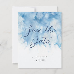 Reserve A Data Poeira de Aquarela Azul Casamento de Inverno Salve