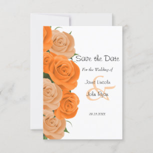 Reserve A Data Pontos Brancos com Rosas Laranja - Salve a Data