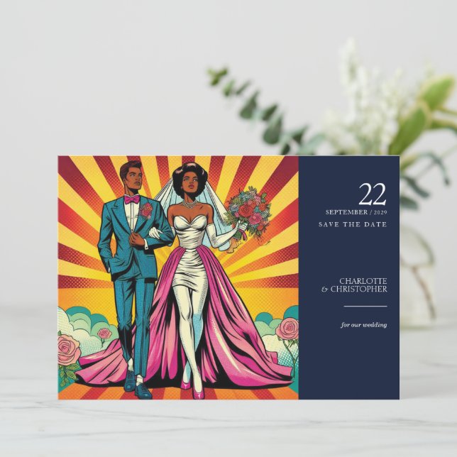 Reserve A Data Pop Art Bride & Groom (Em pé/Frente)
