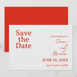 Reserve A Data Poppy Red & Off White Modern Wedn