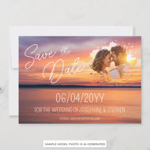 Pôr do Sol Laranja Com Foto de Casal Personalizada