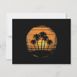 Reserve A Data Pôr do Sol Retro Palmeira Verão Praia Vintage Tróp