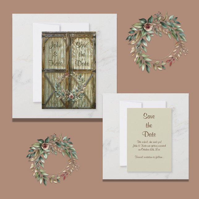 Reserve A Data Porta de Celeiro e Casamento Western Floral Save t (Criador carregado)