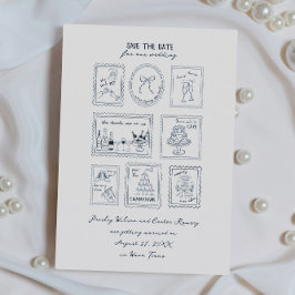 Reserve A Data Postage Stamp Hand Drawn Save The Date Card