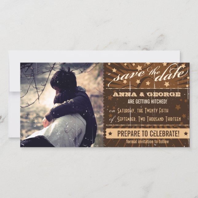 Reserve A Data Poster Rustic: Cream & Brown Custom Save Date (Frente)
